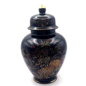 Vintage Hand Painted Imperial Kiku Porcelain Ginger Jar Floral Gold Trim Japan
